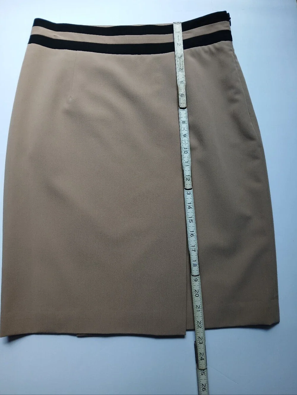 Worthington Womens Skirt Size 8 Tan Black Striped Waist, Lined, Career, Work